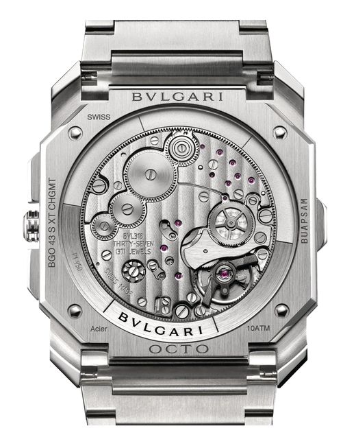 BVLGARI Gray Stainless Steel Octo Finissimo Chronograph Gmt Watch for men