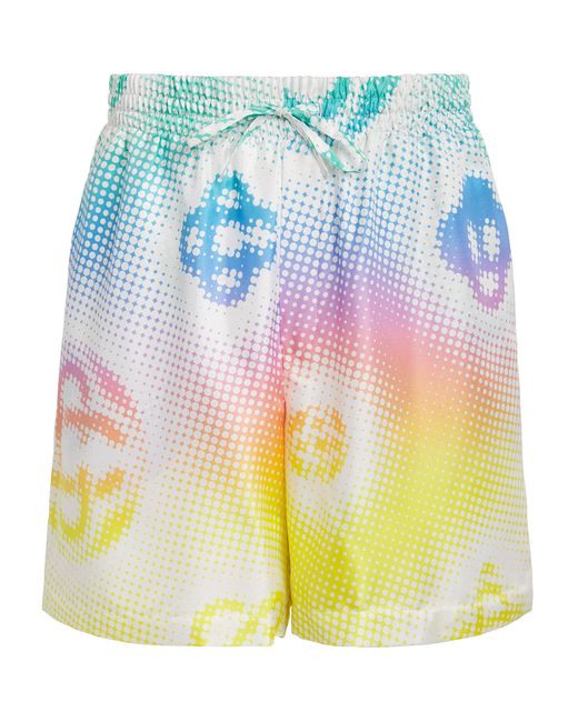 Casablanca Blue Silk Halftone Logo Shorts for men