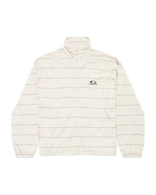 Balenciaga White Technical Stripe Logo Oversized Jacket for men