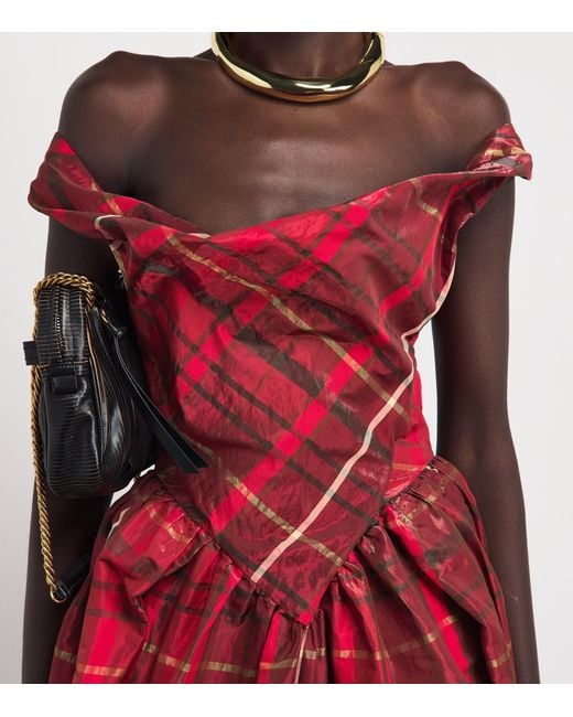 Vivienne Westwood Red Satin Tartan Sunday Mini Dress