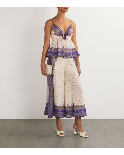 Zimmermann Purple Ramie Peplum Maxine Cami Top