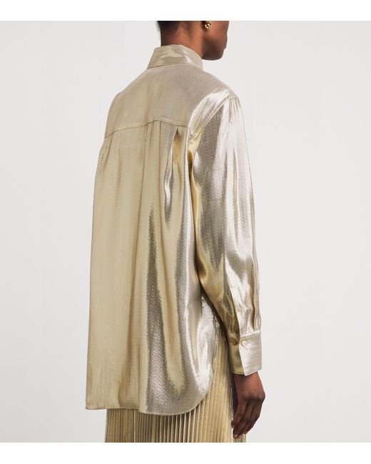 Joseph Natural Silk-Blend Lamé Capri Blouse