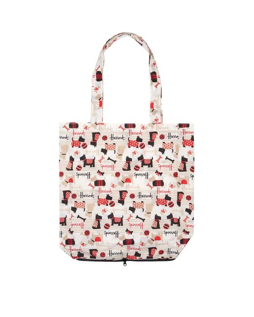 Harrods Multicolor Scottie Dog Foldaway Shopping Bag