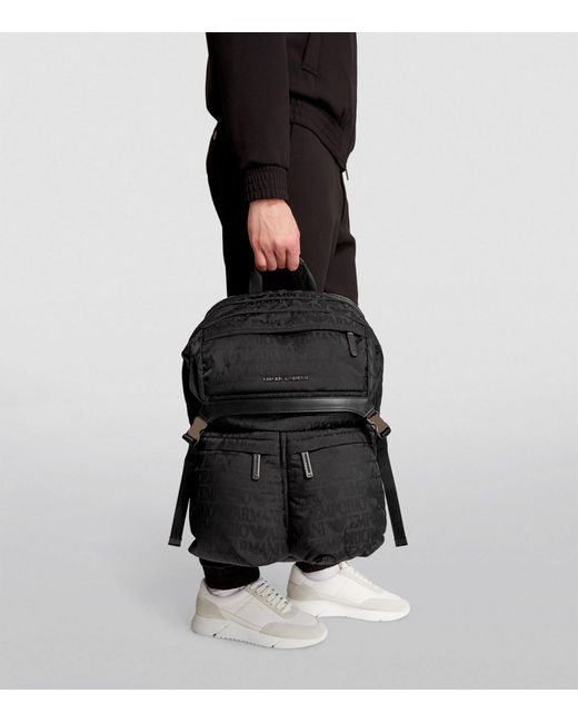 Emporio Armani Black Logo Backpack for men