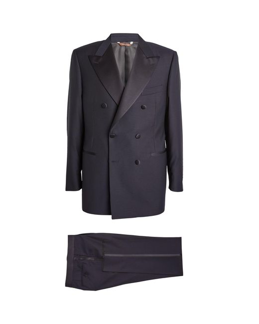 Canali Blue Wool Double-breasted Tuxedo for men