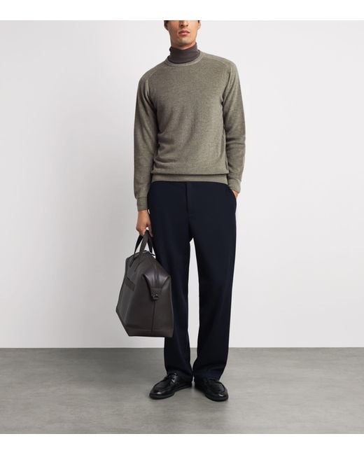 Colombo Gray Cashmere-Aloe Crew-Neck Sweater for men