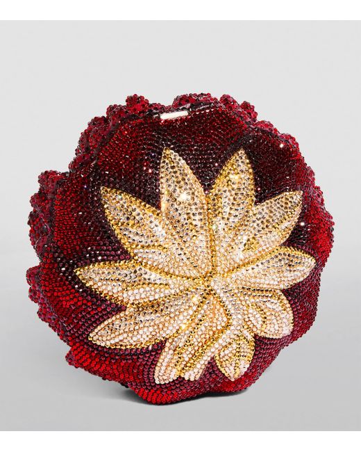 Judith Leiber Red Crystal-Embellished Peony Clutch Bag