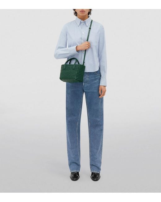 Bottega Veneta Green Mini Leather Cabat Top-Handle Bag