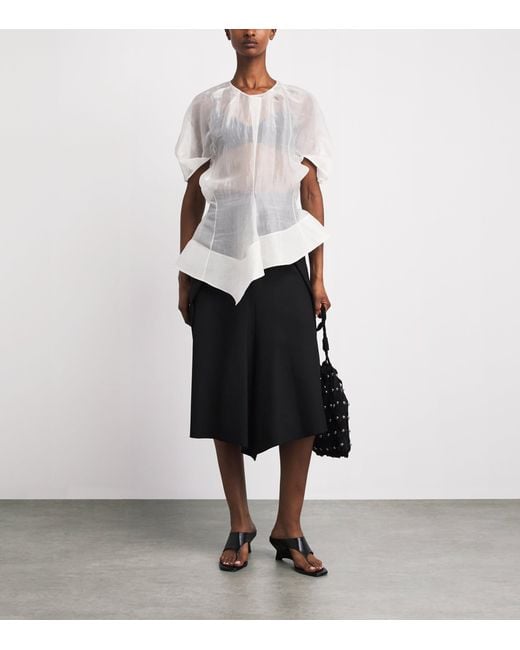 Khaite White Silk Asymmetric Rumi Blouse