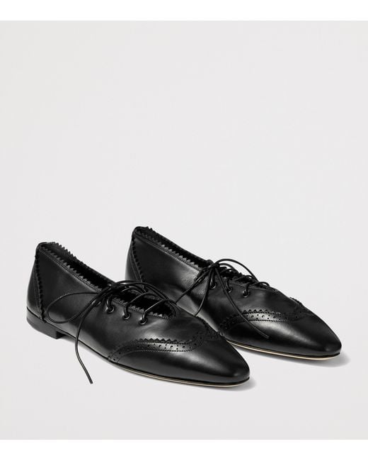 Jimmy Choo Black Margot Leather Lace-Up Flats