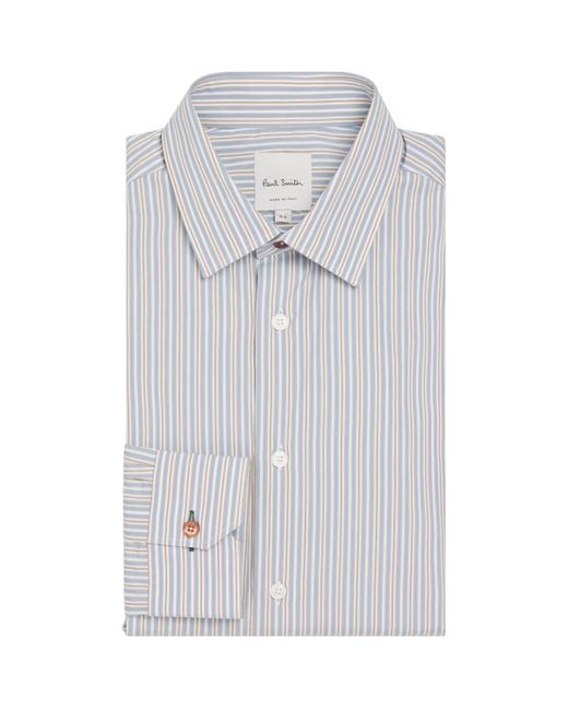 Paul Smith Gray Cotton Stripe Tailored Fit Shirt for men