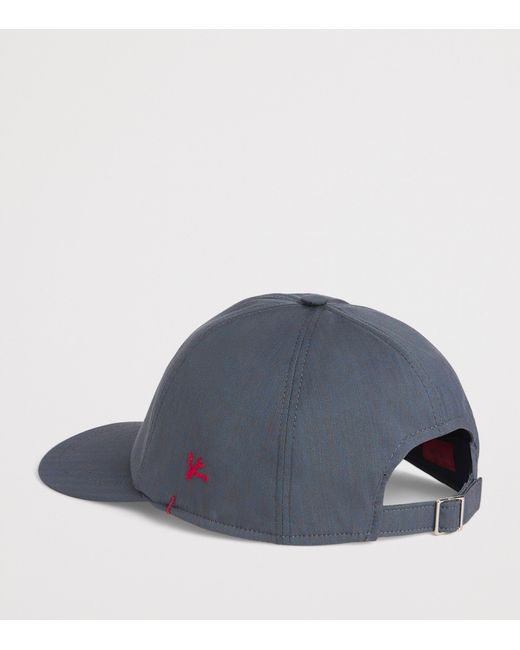 Isaia Blue Wool-Blend Embroidered Baseball Cap for men