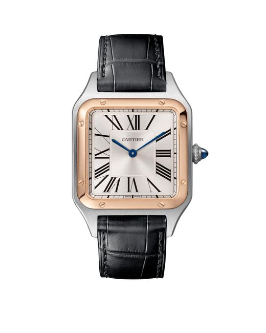 Cartier Gray Steel And Rose Gold Santos-dumont Watch 31.4mm