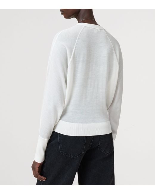 AllSaints White Wool Honor Cardigan