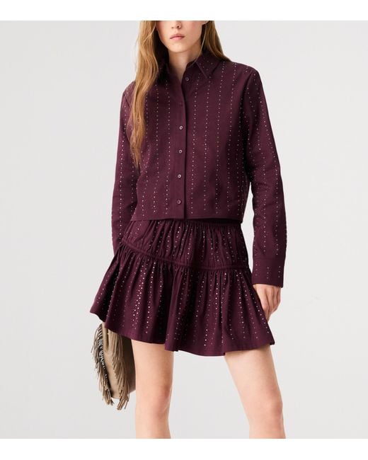 Maje Red Embellished Mini Skirt