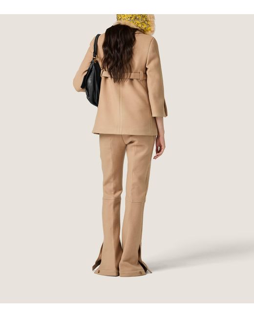 Miu Miu Natural Wool Waxed Flare Trousers