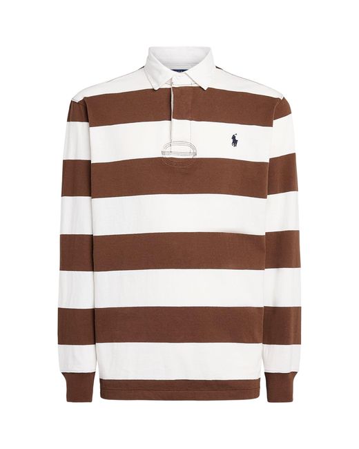 Polo Ralph Lauren Brown Cotton Stripe Rugby Shirt for men