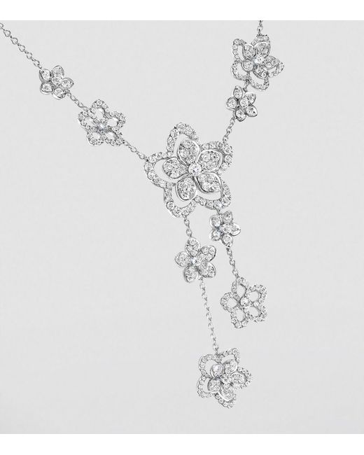Graff Metallic White Gold And Diamond Wild Flower Necklace
