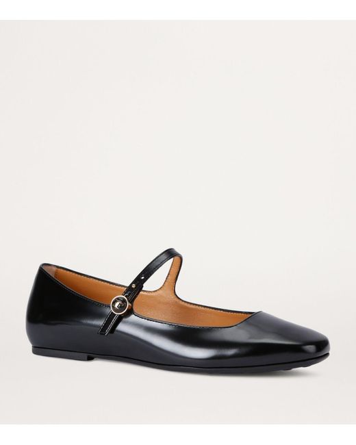 Tod's Black Leather Gomma Cinturo Flats