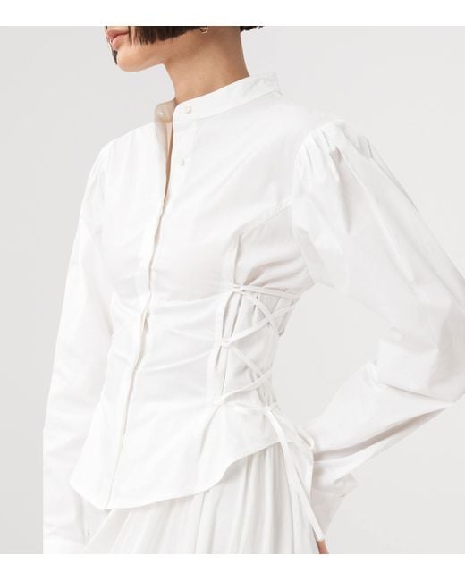 AllSaints White Organic Cotton Lace-Up Evanna Shirt