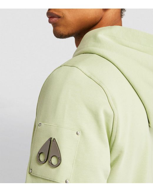 Moose Knuckles Green Logo Zip-up Hoodie for men