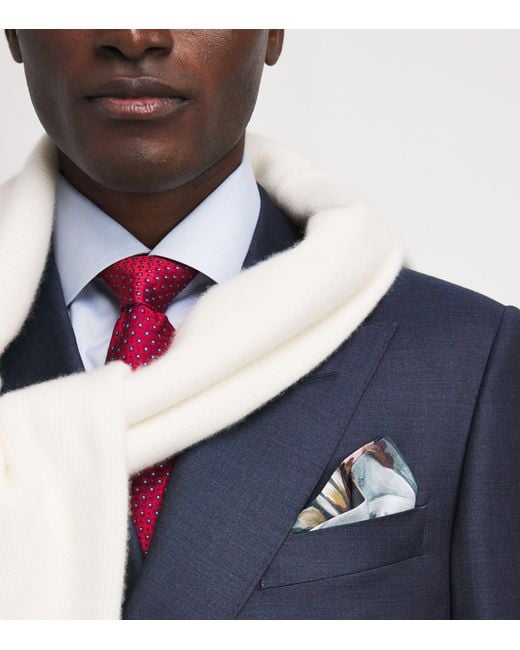 Eton of Sweden Blue Silk Portrait Pocket Square for men
