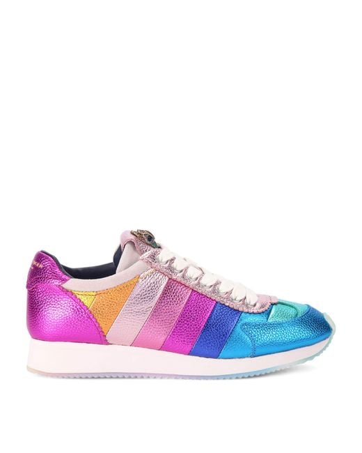 Kurt Geiger Purple Metallic Leather Islington Low-Top Sneakers