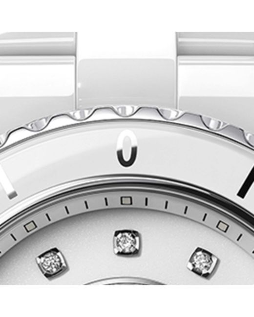 Chanel White Ceramic, Steel And Diamond J12 Calibre 12.2 Watch
