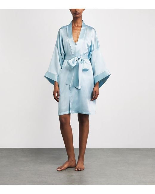 Olivia Von Halle Blue Silk Mimi Robe