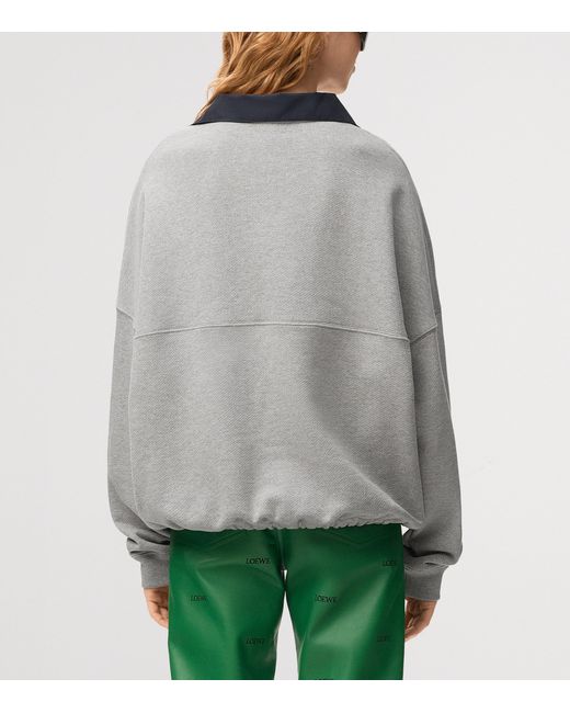 Loewe Gray Cotton-Blend Drawstring Sweatshirt