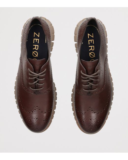 Cole Haan Brown Leather Zerøgrand Remastered Wingtip Oxford Shoes for men