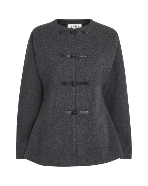 Rohe Black Wool Mandarin Waisted Cardigan