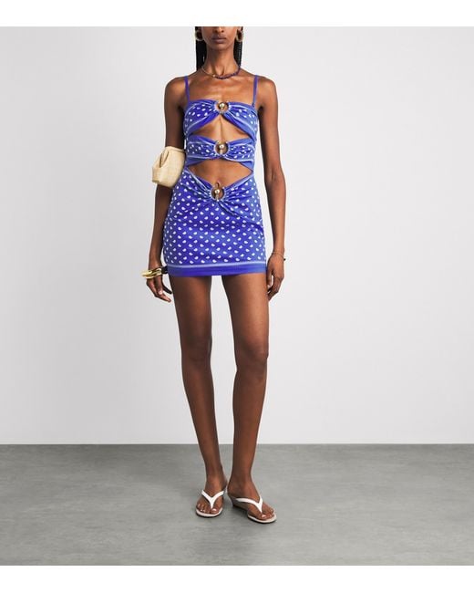 Christopher Esber Blue Bandana Orbit Mini Dress