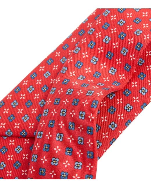 Canali Red Silk Floral Tie for men