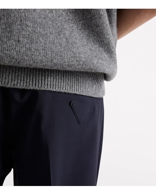 Prada Blue Stretch-Wool Light Trousers for men