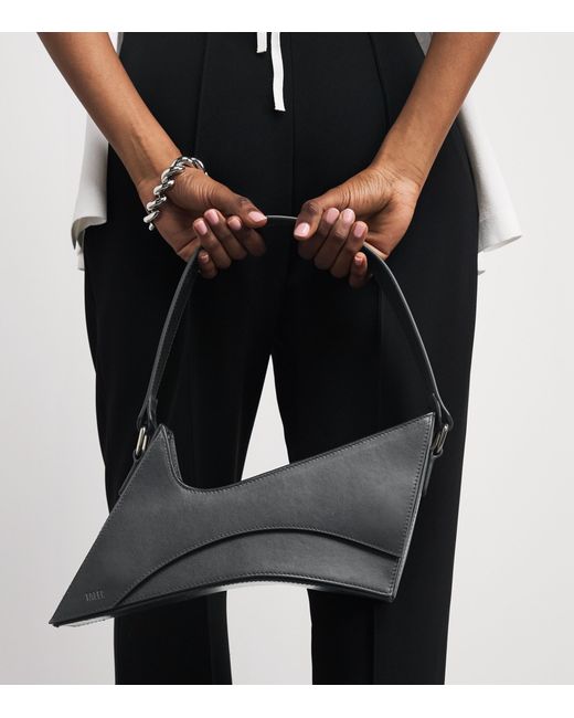 TALEL PARIS Black Leather Wave Shoulder Bag