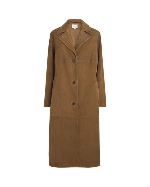 Vince Brown Suede Longline Coat