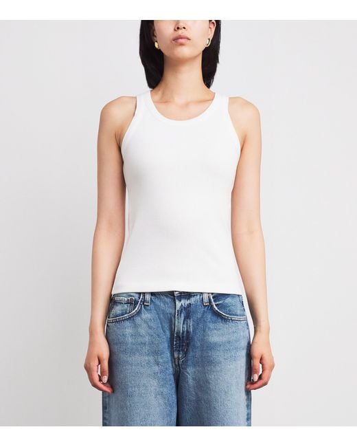 Vince White Ribbed Tank Top