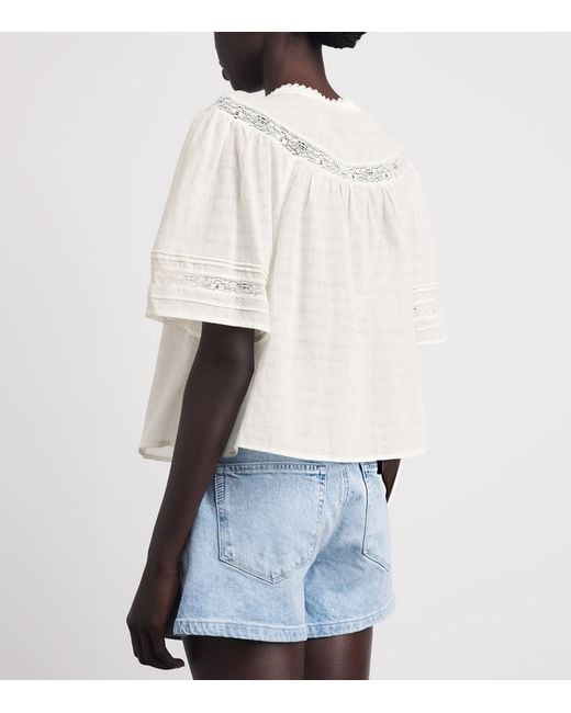 PAIGE White Cotton Embroidered Pasadena Blouse