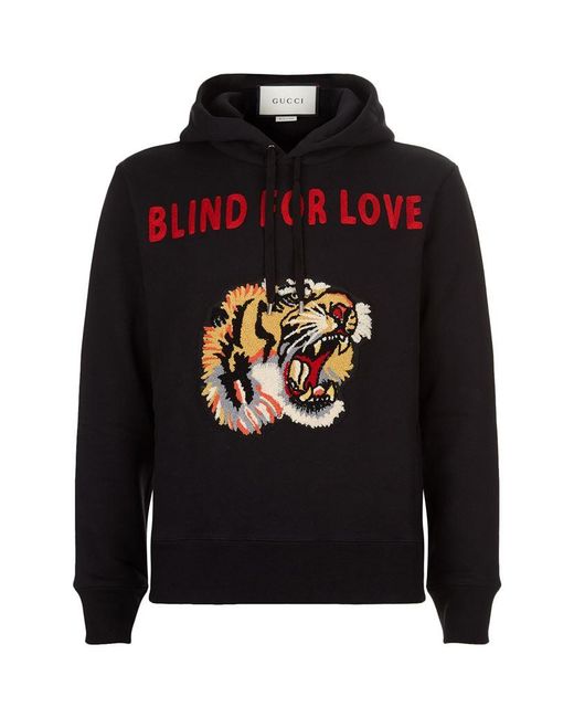 Gucci Black Blind For Love Tiger Hoodie for men