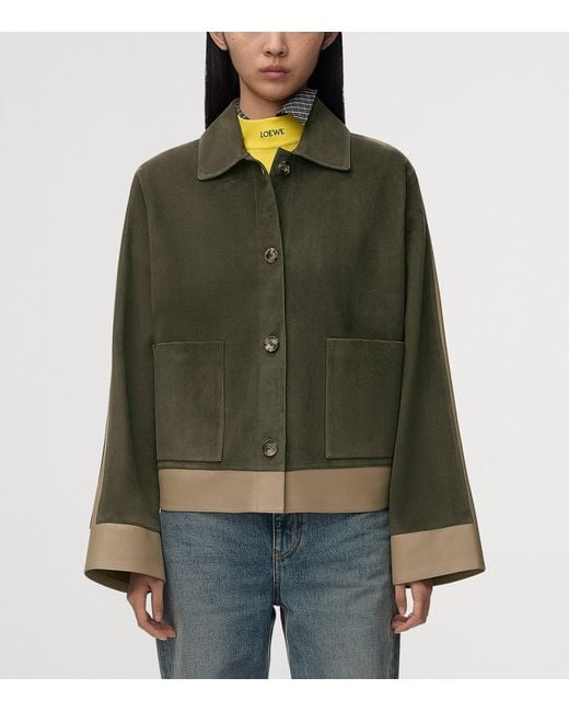 Loewe Green Suede And Leather Panelled Jacket