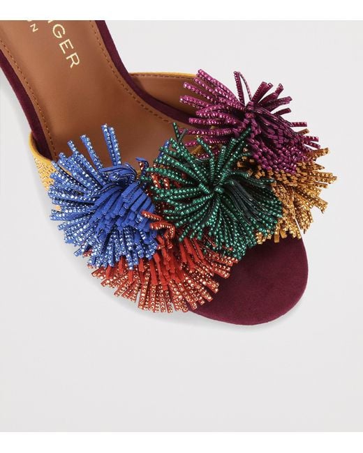 Kurt Geiger Pink Suede Embellished Pom Pom Sandals