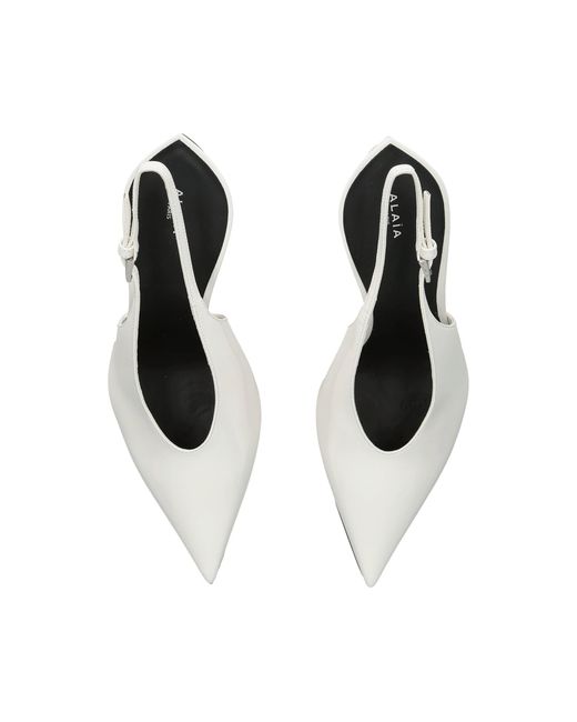 Alaïa White Patent Leather Invisible Wedge Slingback Pumps 90