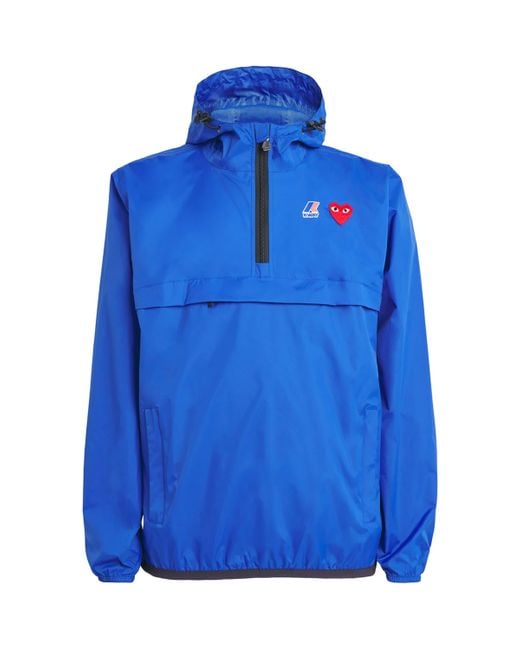 COMME DES GARÇONS PLAY Blue X K-Way Nylon Water-Resistant Half-Zip Jacket for men