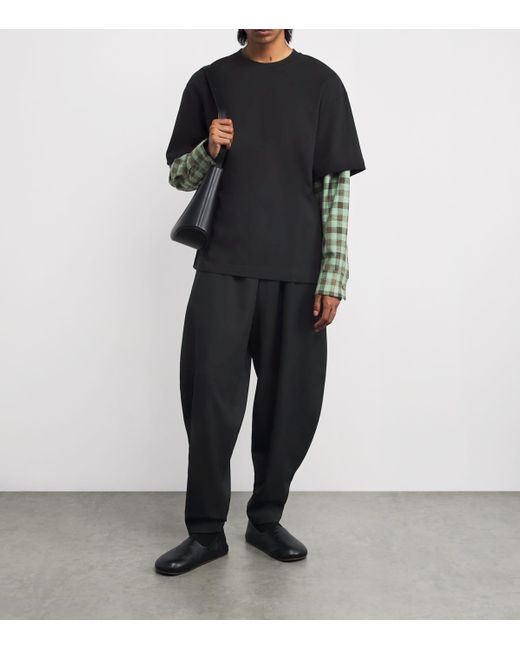 Jil Sander Black Check-Sleeve Layered T-Shirt for men