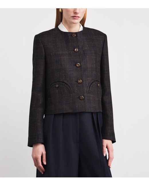 Blazé Milano Black Virgin Wool-Blend Cropped Jacket