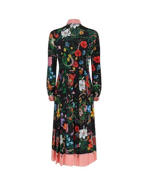 Gucci Flora Snake Print Silk Dress | Lyst Canada