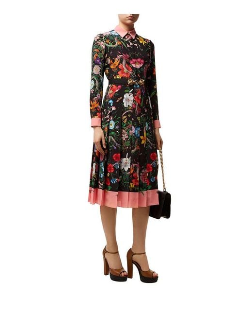 Gucci Flora Snake Print Silk Dress | Lyst Canada