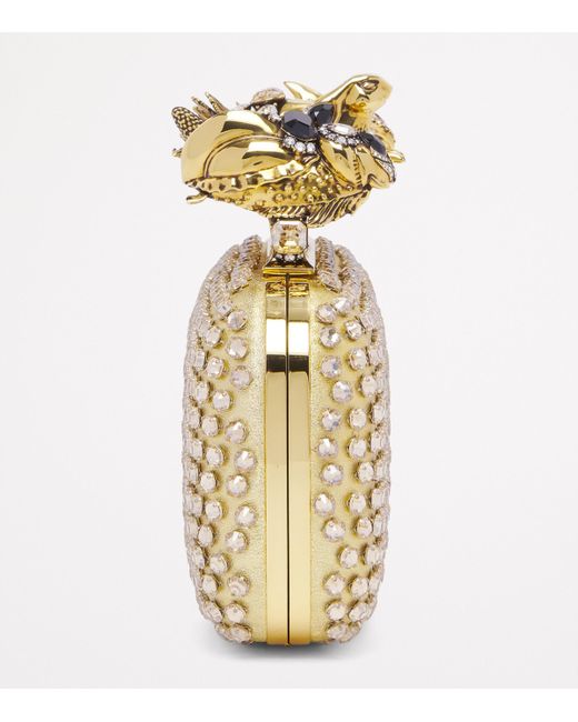 Alexander McQueen Metallic Crystal Bosch Knuckle Clutch Bag
