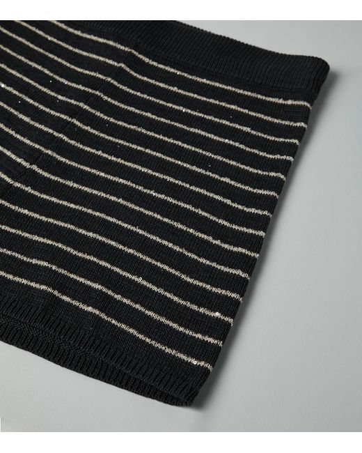 Brunello Cucinelli Black Cotton-knit Striped Shorts